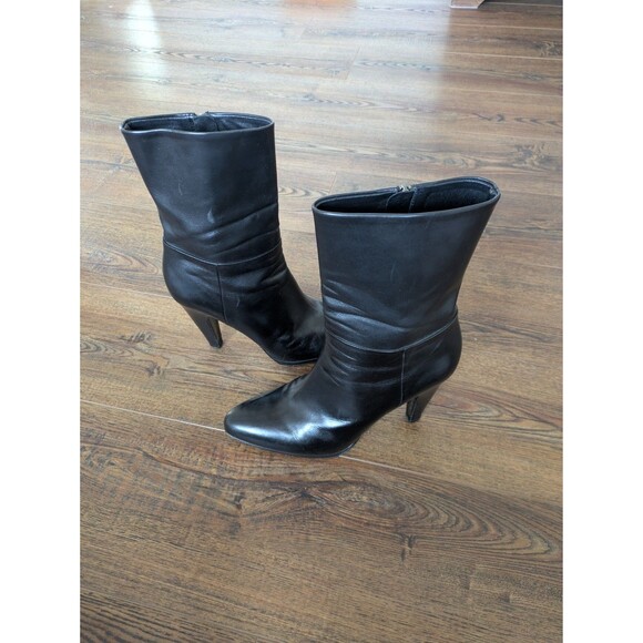 Prada Booties Helled Boots Black Size 41 US 9.5 1” Platform 3+” Heel Zip - Picture 3 of 12